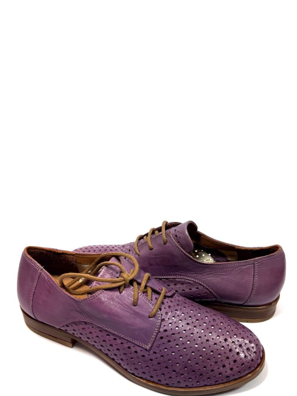 MIZ MOOZ ISSA LACE UP PERFORATED LEATHER DERBY VIOLET 37EU / 7US NEW # T-264